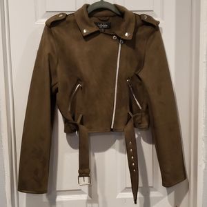 Coffee shop suede zipper jacket